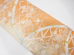 匠栄織物製　光悦垣に菊模様織り出し　袋帯